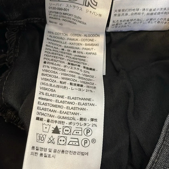 LEVIS Black Wash Denim Mini Jean Skirt Black Tab Stretch Western Baddie Size 31 - Picture 6 of 9